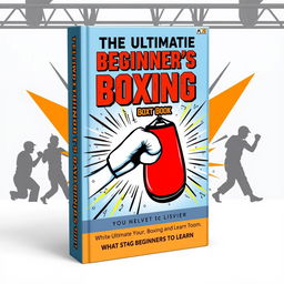 A visually appealing cover design for 'The Ultimate Beginner's Boxing Book', featuring bold and dynamic graphics related to boxing