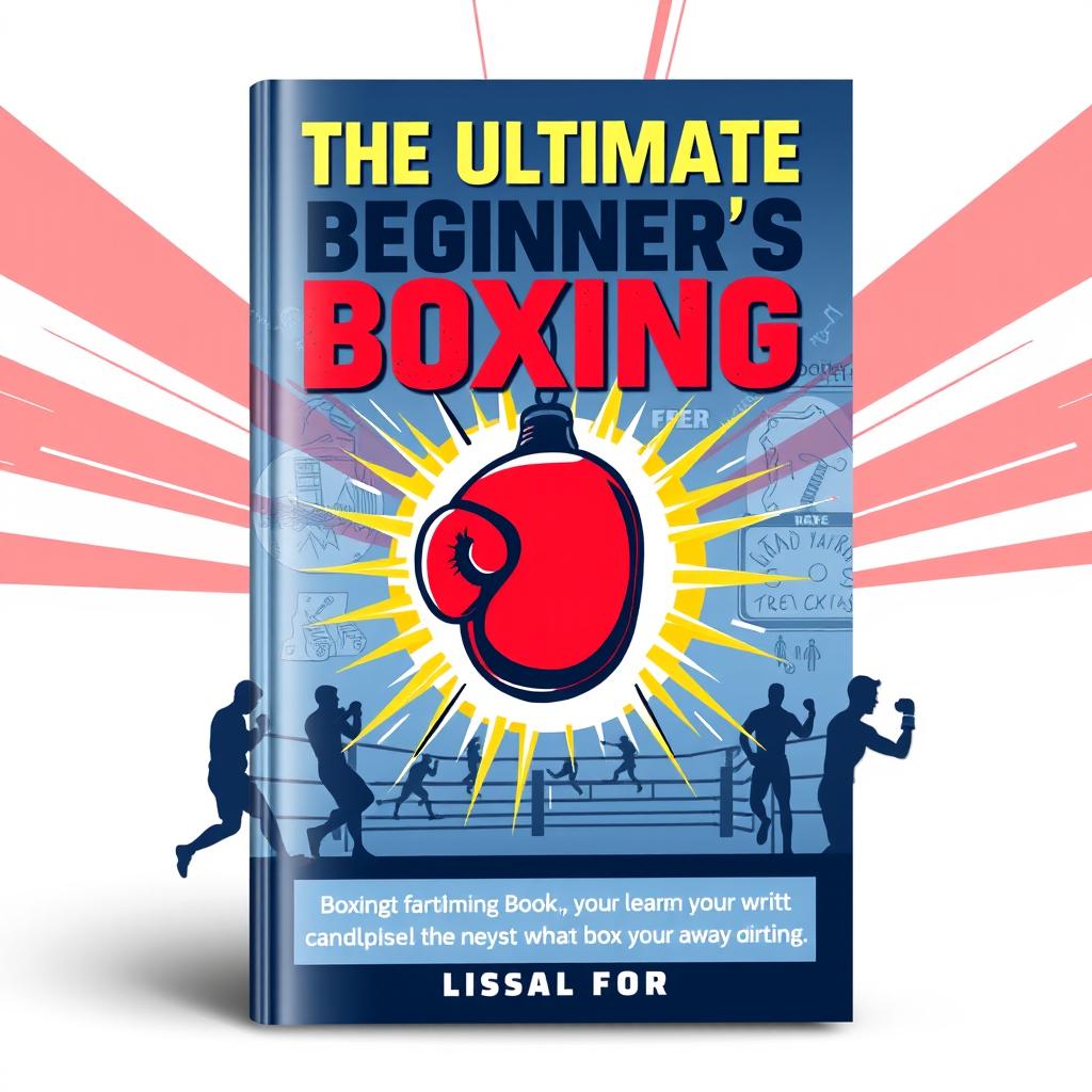 A visually appealing cover design for 'The Ultimate Beginner's Boxing Book', featuring bold and dynamic graphics related to boxing