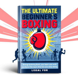 A visually appealing cover design for 'The Ultimate Beginner's Boxing Book', featuring bold and dynamic graphics related to boxing