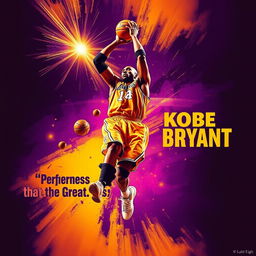 A striking and dynamic poster featuring Kobe Bryant in an iconic pose, capturing his competitive spirit and legendary status in basketball