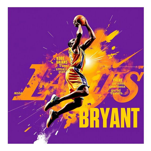 A striking and dynamic poster featuring Kobe Bryant in an iconic pose, capturing his competitive spirit and legendary status in basketball