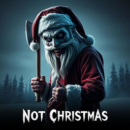 A spine-chilling horror movie poster for 'Not Christmas', featuring the sinister character known as the Mimic