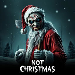 A spine-chilling horror movie poster for 'Not Christmas', featuring the sinister character known as the Mimic