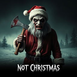 A spine-chilling horror movie poster for 'Not Christmas', featuring the sinister character known as the Mimic