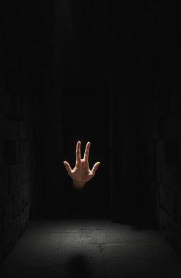 A long, ancient stone crypt situated in a dark, shadowy room