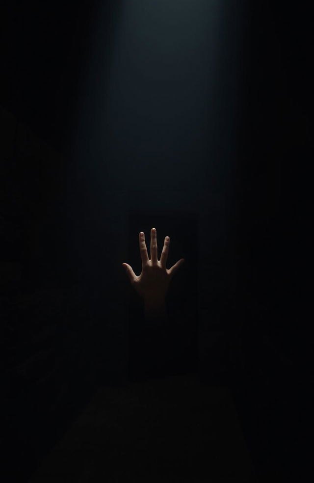 A long, ancient stone crypt situated in a dark, shadowy room