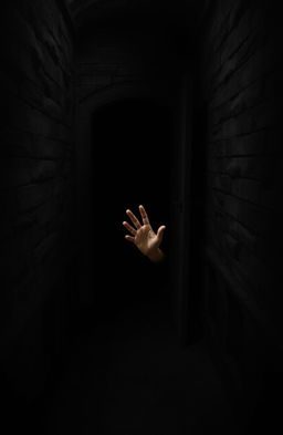 A long, ancient stone crypt situated in a dark, shadowy room