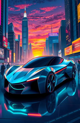 An illustration showcasing a futuristic vehicle, the KN NOVA GERAÇÃO
