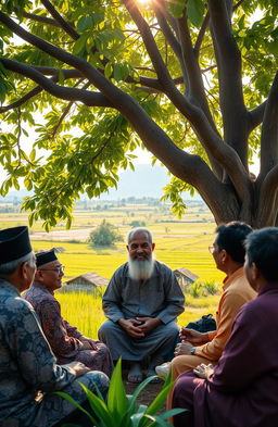 A serene and inspiring depiction of spiritual leadership in Indonesia