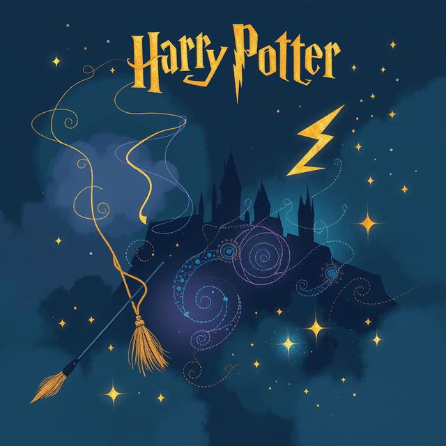 An abstract poster inspired by the Harry Potter universe, featuring subtle visual elements that hint at the magical theme without explicitly showing any characters or titles