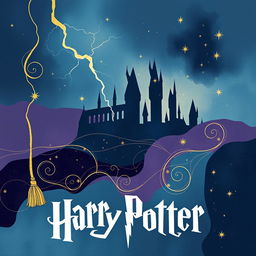 An abstract poster inspired by the Harry Potter universe, featuring subtle visual elements that hint at the magical theme without explicitly showing any characters or titles