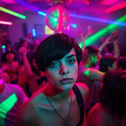 A lively house party scene filled with a multitude of people enjoying themselves in an energetic atmosphere