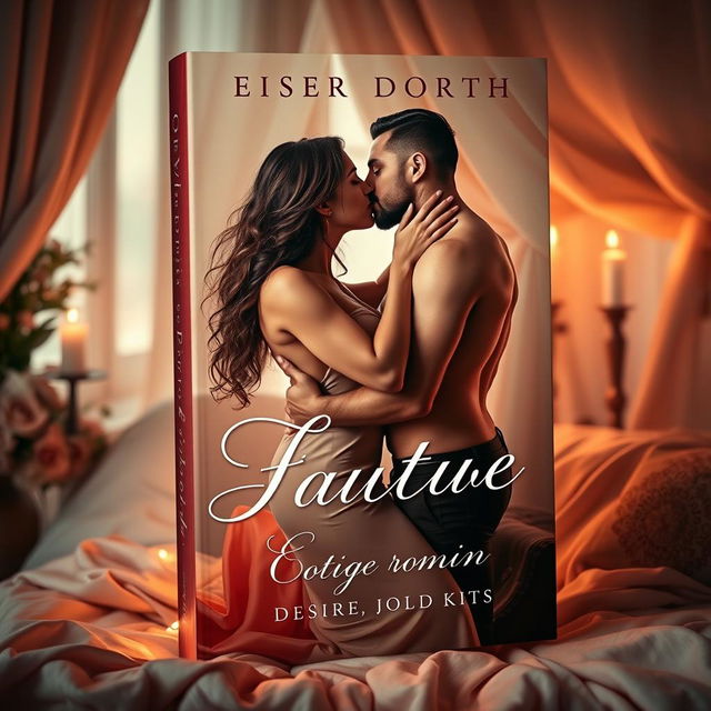 A sensual and captivating book cover design featuring an intimate moment between a couple, embodying themes of desire and passion