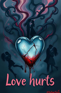 A surreal and emotional illustration representing the phrase 'Love hurts'