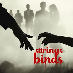 An evocative scene inspired by 'The strings that binds' by Koketso Modisakeng, featuring silhouetted families in the background representing unity and connection