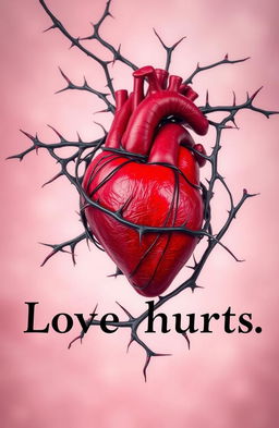 An artistic representation of the phrase "Love hurts" depicted through a visually striking metaphor
