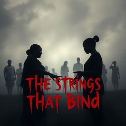 A powerful and evocative image inspired by 'The Strings That Bind' by Koketso Modisakeng, featuring silhouetted families in the background, representing unity and connection