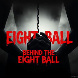 A striking artwork inspired by Koketso Modisakeng's 'Behind the Eight Ball', featuring the silhouetted hands of a woman, bound by chains, symbolizing struggle and confinement