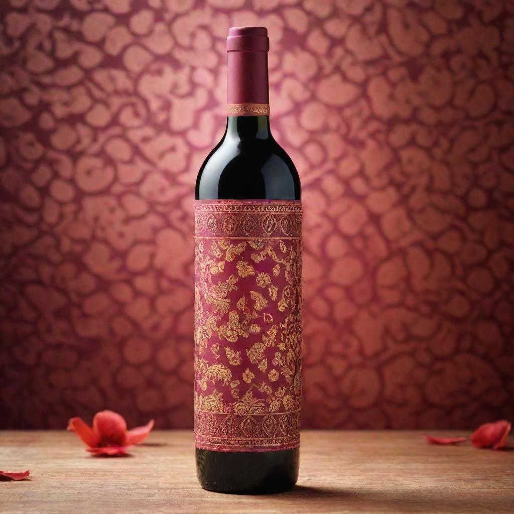 Design a wine bottle that embodies the glamour and vibrance of Bollywood