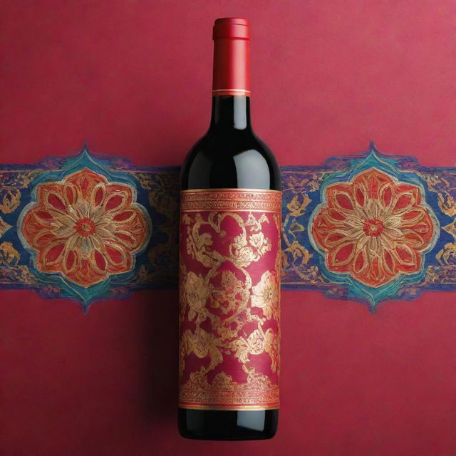 Design a wine bottle that embodies the glamour and vibrance of Bollywood