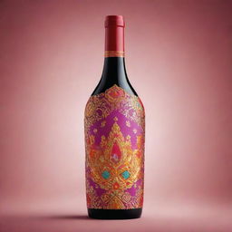 Design a wine bottle that embodies the glamour and vibrance of Bollywood