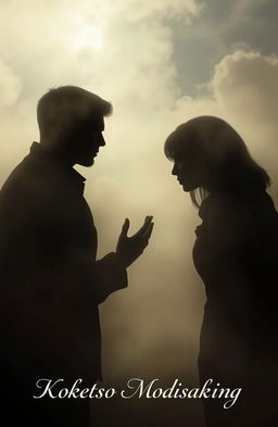 A dramatic scene depicting a silhouette couple engaged in a heated argument, set against a misty background that conveys a sense of emotional turmoil