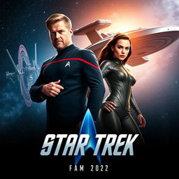 An exciting teaser poster for 'STAR TREK 4' (2024) featuring Chris Hemsworth and Gal Gadot in heroic poses