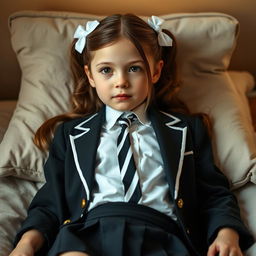 A portrait of a European girl in a cozy bedroom setting