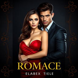 A stunning romance book cover featuring a dark background with elements of wealth and luxury, predominantly in shades of black and gold