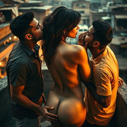 A sensual depiction of Nushrat Bharucha, portrayed as an enticing figure in an intimate setting