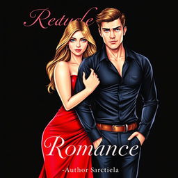 A stunning romance book cover illustration featuring a beautiful blue-eyed couple