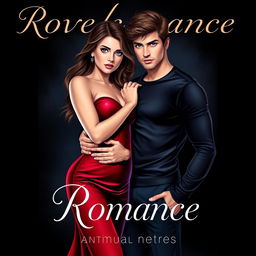A stunning romance book cover illustration featuring a beautiful blue-eyed couple