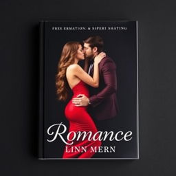 A striking romance book cover featuring an intimate moment between a couple against a solid black background