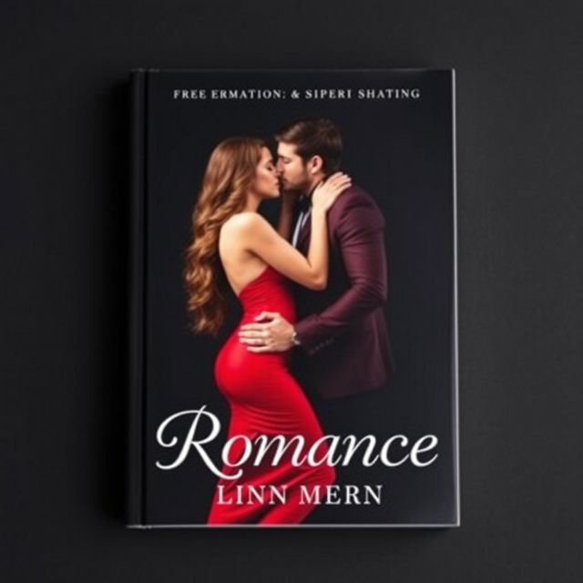 A striking romance book cover featuring an intimate moment between a couple against a solid black background