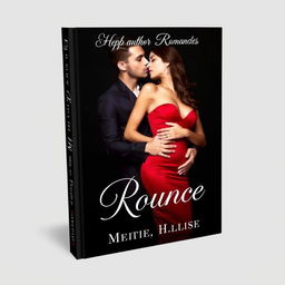 A striking romance book cover featuring an intimate moment between a couple against a solid black background