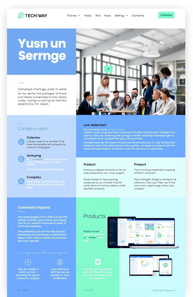 A unique and creatively designed business profile that showcases an innovative startup in the tech industry