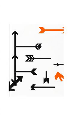 A minimalist design featuring a white cover with bold black and orange arrows arranged dynamically to indicate movement