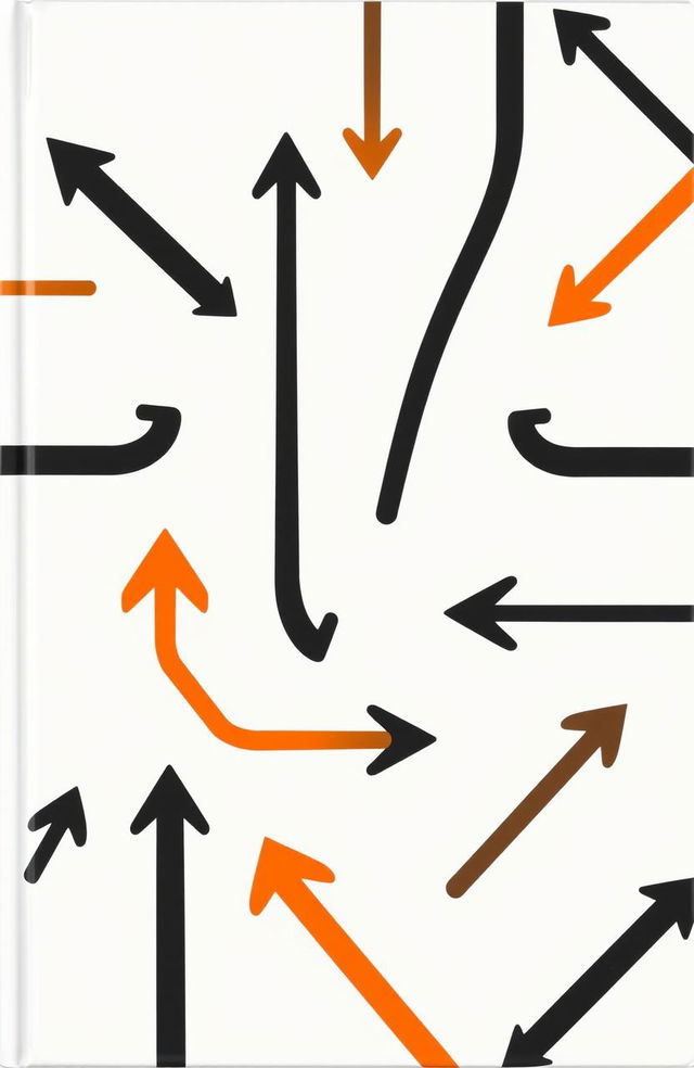 A minimalist design featuring a white cover with bold black and orange arrows arranged dynamically to indicate movement