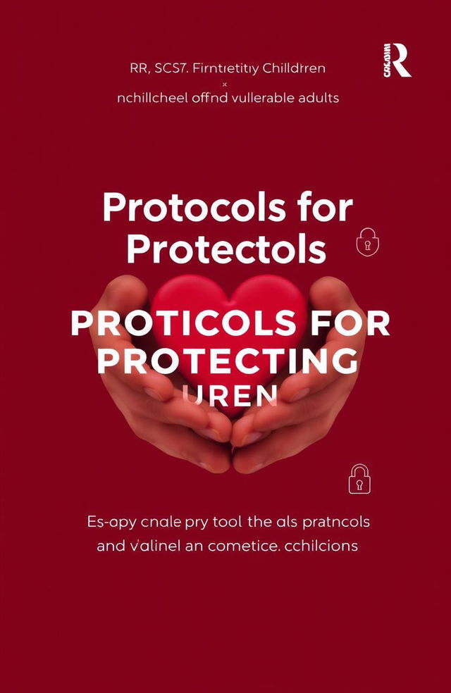 A book cover design featuring the theme of protocols for protecting children and vulnerable adults