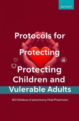 A book cover design featuring the theme of protocols for protecting children and vulnerable adults