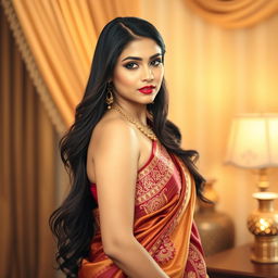 A stunning portrait of an attractive Indian woman, showcasing her beauty and elegance