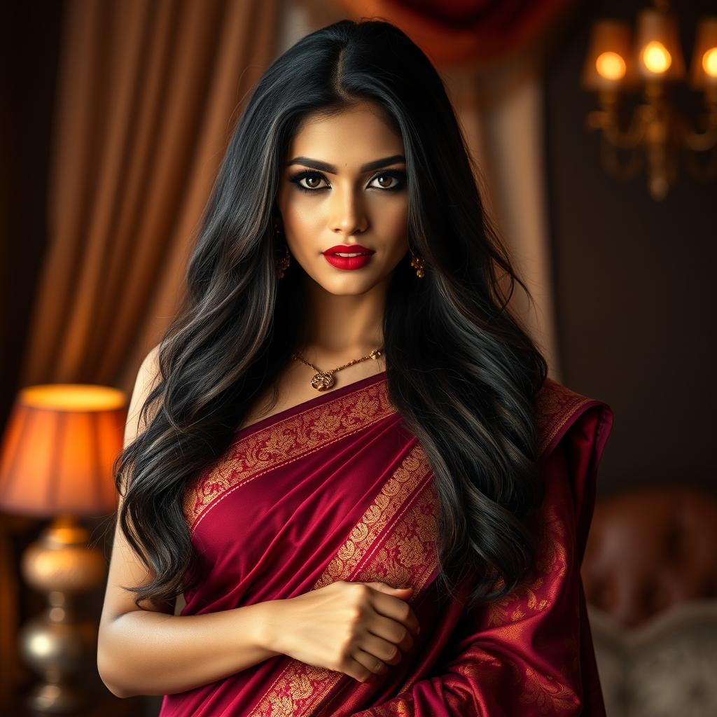 A stunning portrait of an attractive Indian woman, showcasing her beauty and elegance