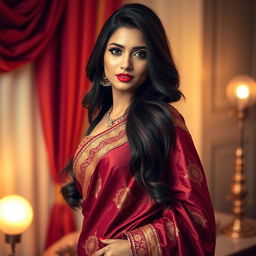 A stunning portrait of an attractive Indian woman, showcasing her beauty and elegance