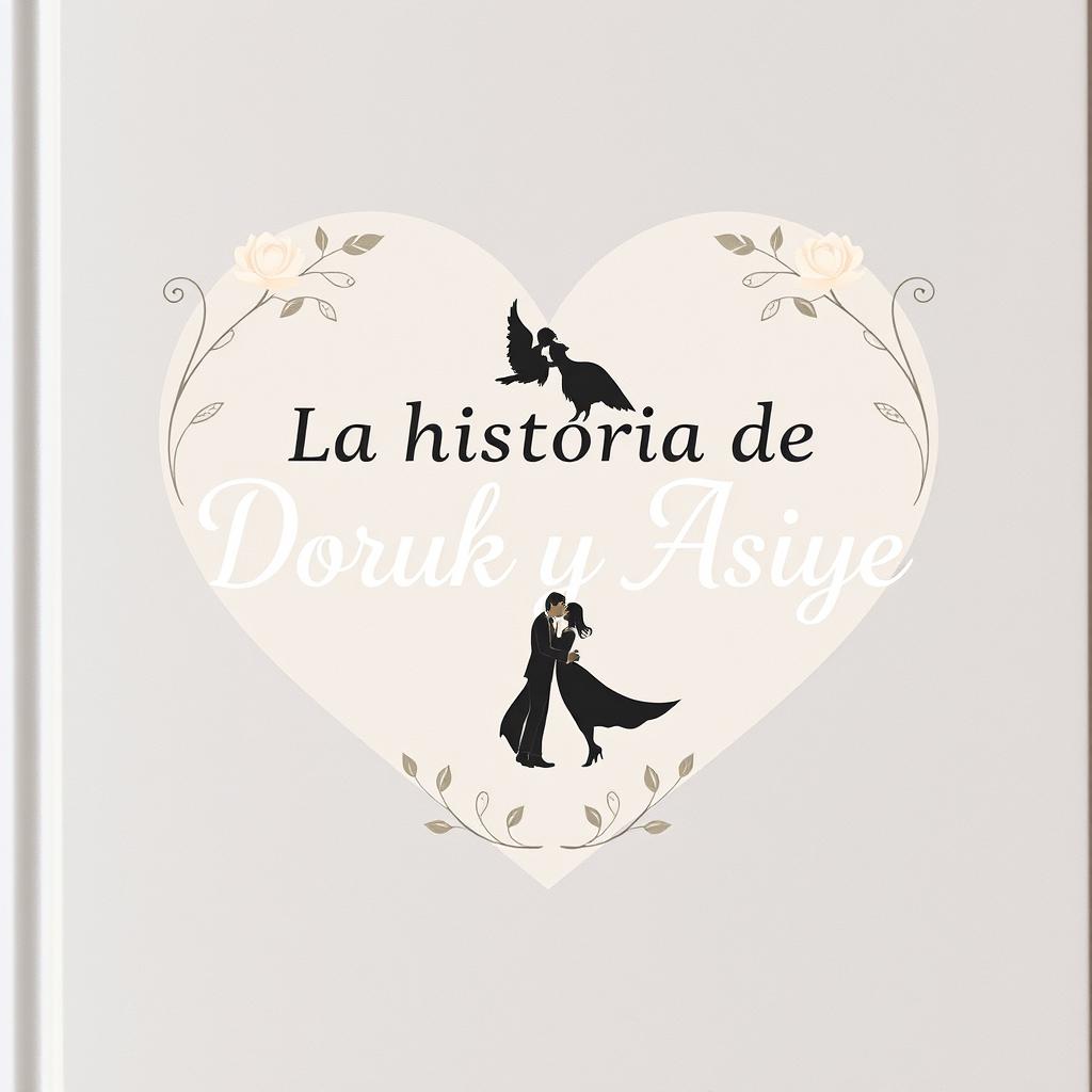 A book cover featuring the title 'La historia de Doruk y Asiye' artistically integrated within a heart shape