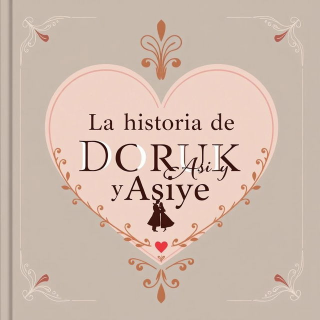 A book cover featuring the title 'La historia de Doruk y Asiye' creatively placed within a heart shape