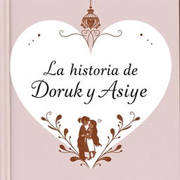 A book cover featuring the title 'La historia de Doruk y Asiye' creatively placed within a heart shape