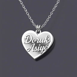 A beautiful heart-shaped necklace featuring the names 'Doruk' and 'Asiye' elegantly inscribed
