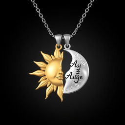 A stunning necklace featuring a sun and moon design, where one half of the pendant is a radiant sun, and the other half is a serene moon