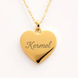 A charming heart-shaped necklace featuring the name 'Kermel' beautifully engraved in elegant cursive lettering on the front