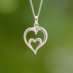 A beautiful necklace featuring a pendant that combines a heart and a crescent moon, symbolizing love and mystique